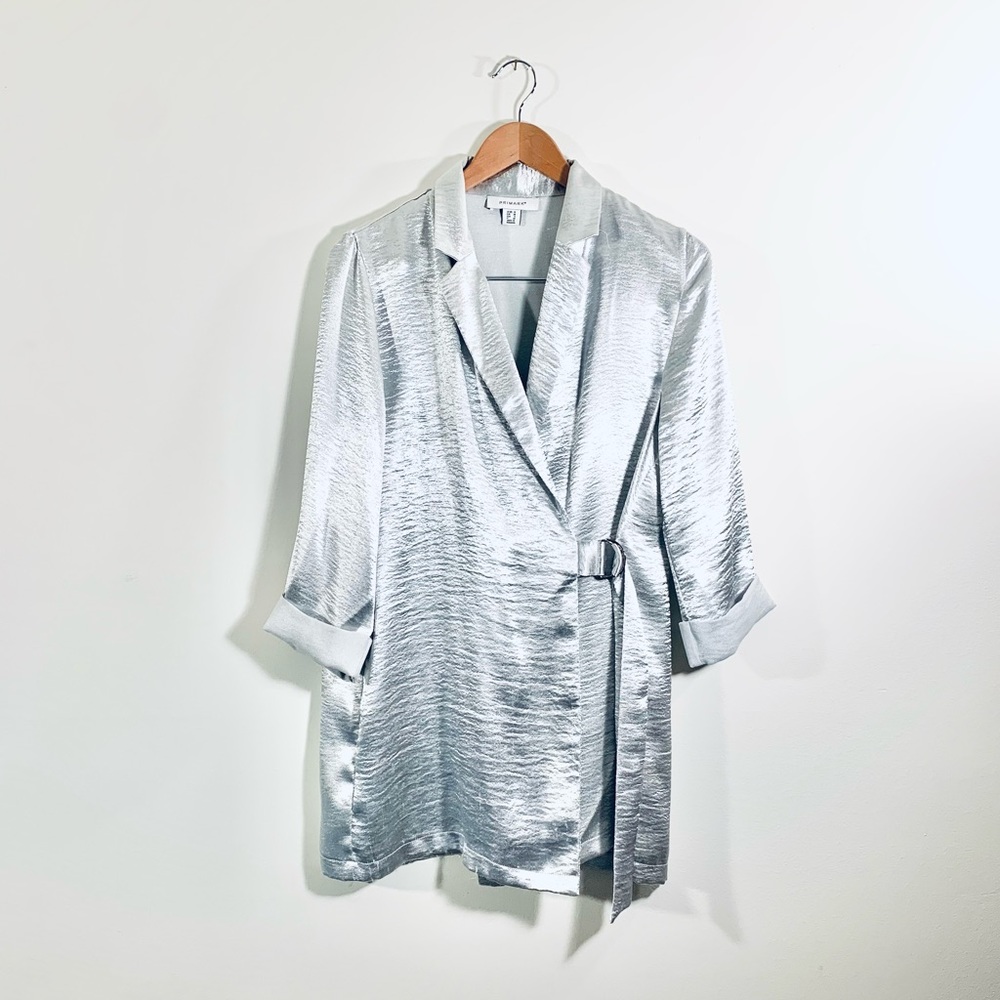 Primark Silver Satin Wrap Blazer